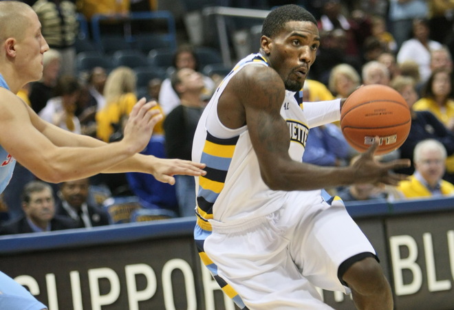 November 6, 2010 Marquette vs. Saint John's (Minn.) at the Bradley Center.  Here
MU's #1 Darius Johnson-Odom drives toward the basket. MICHAEL...